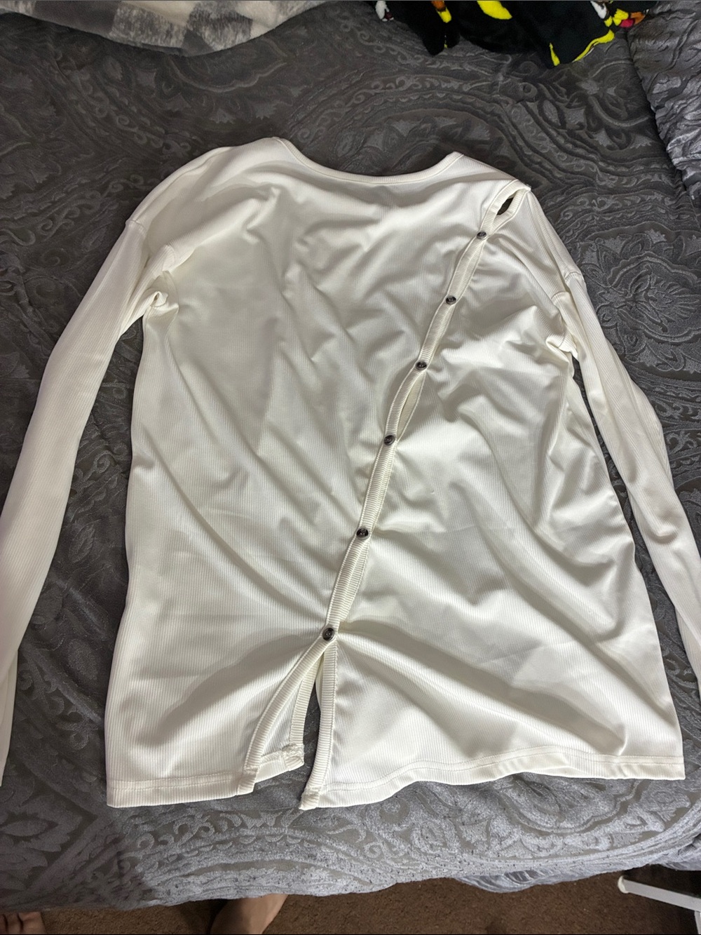 SHEIN White Long Sleeve Button-Back Top